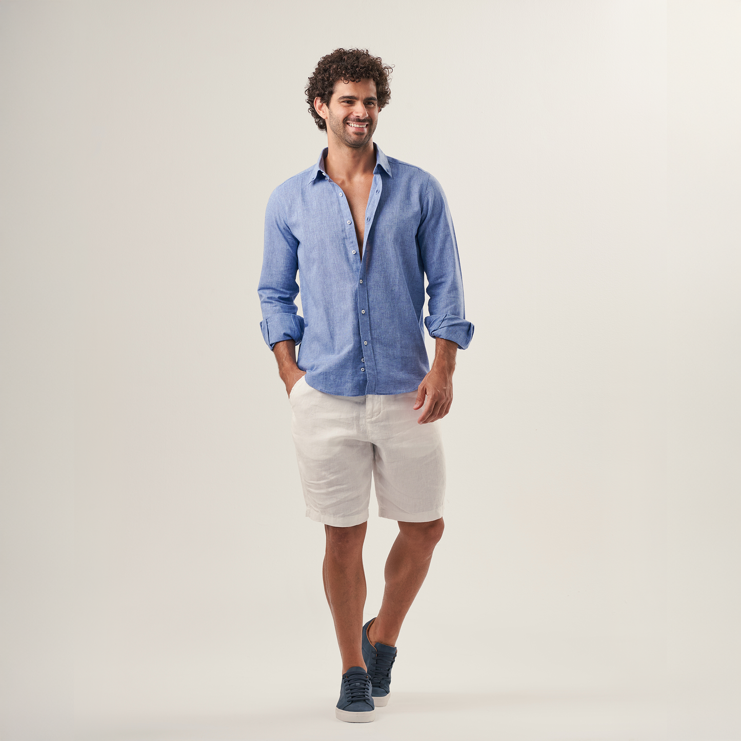 Chambray Button-Down Linen Shirt
