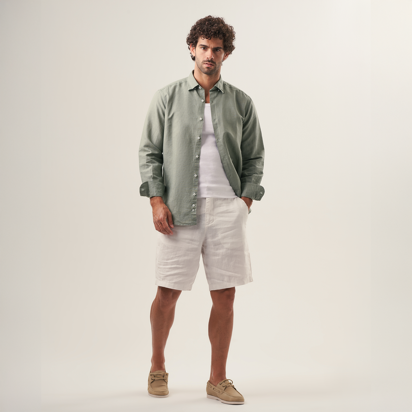 Sage Green Button-Down Linen Shirt