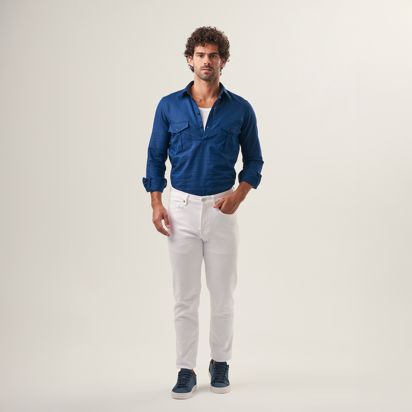 Navy Utility Linen Shirt