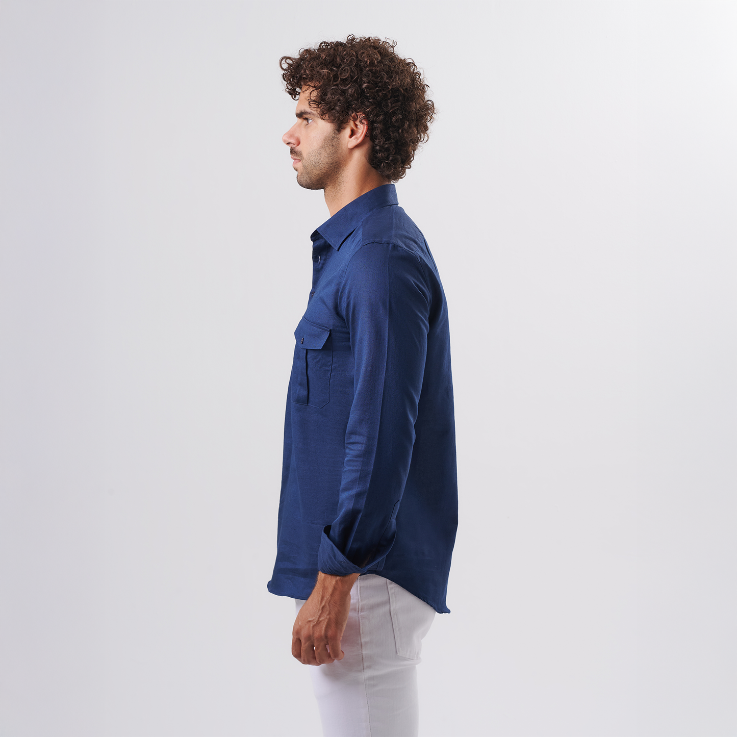 Navy Utility Linen Shirt