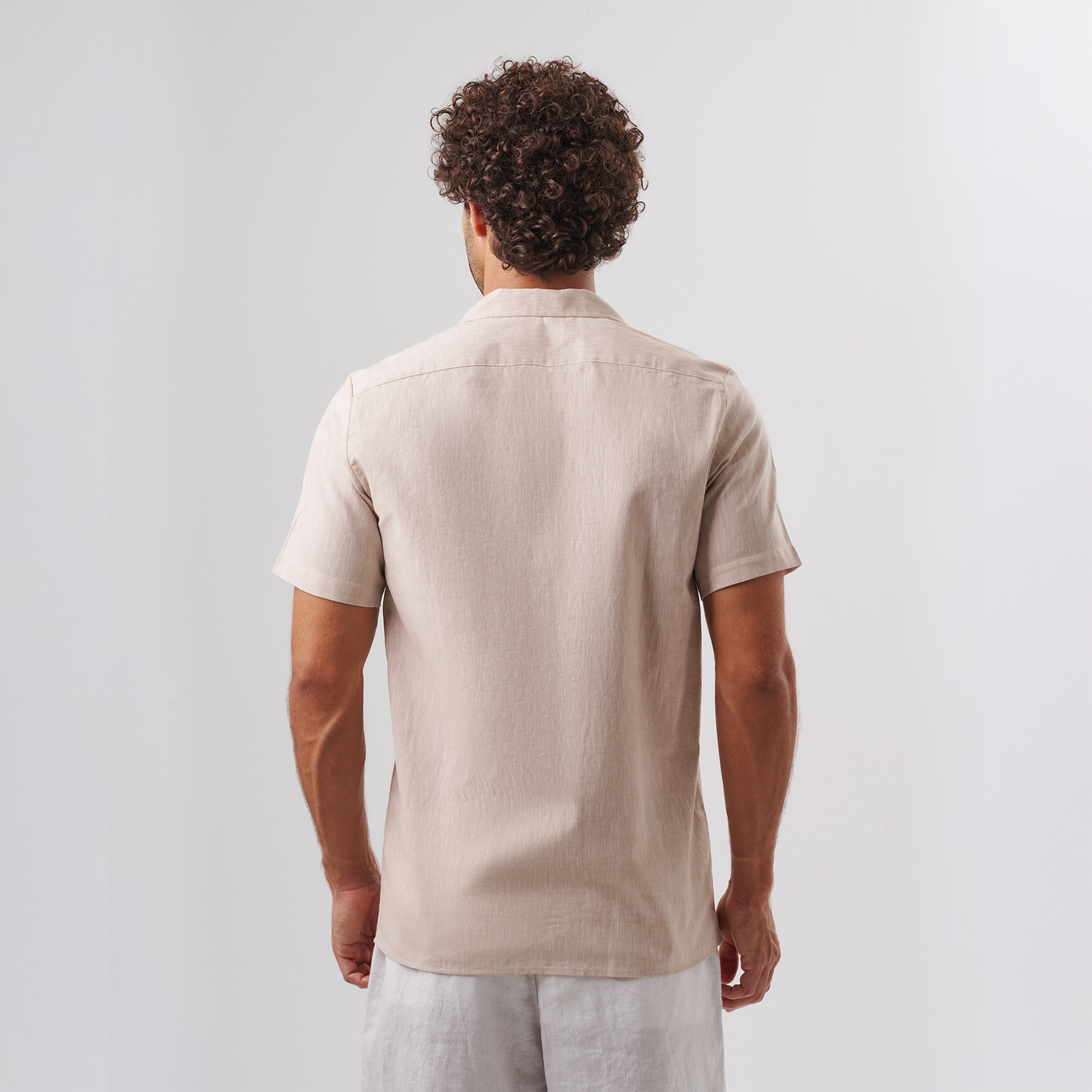 Beige Cuban Collar Shirt – Short Sleeve