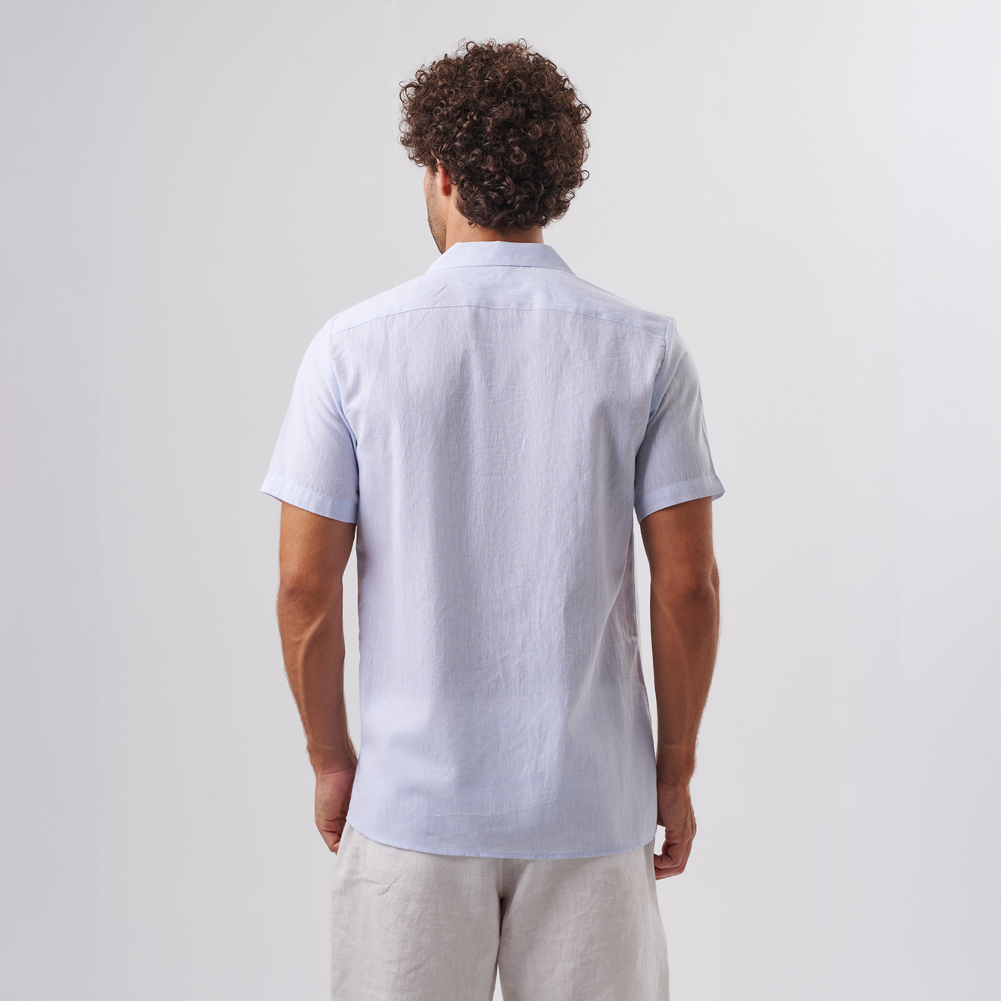 Sky Blue Cuban Collar Shirt – Short Sleeve