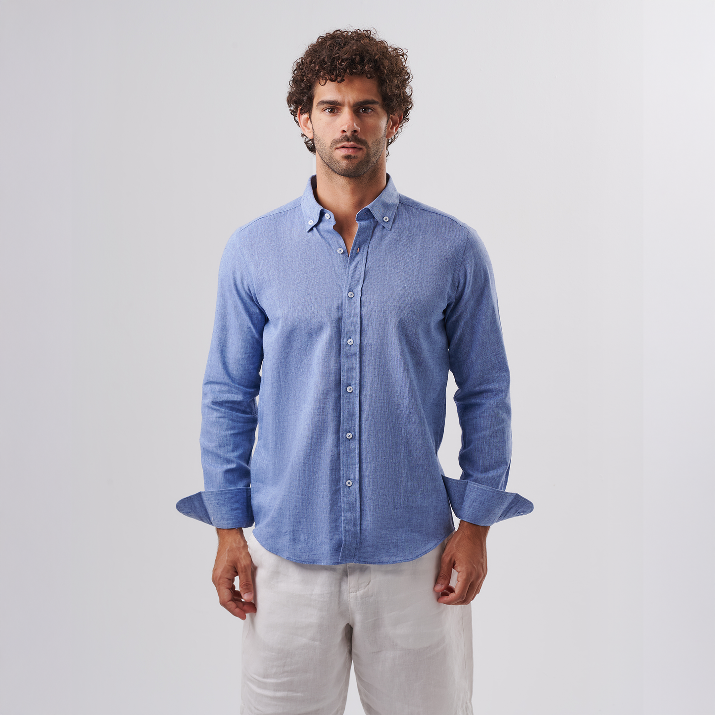 Chambray Button-Down Linen Shirt