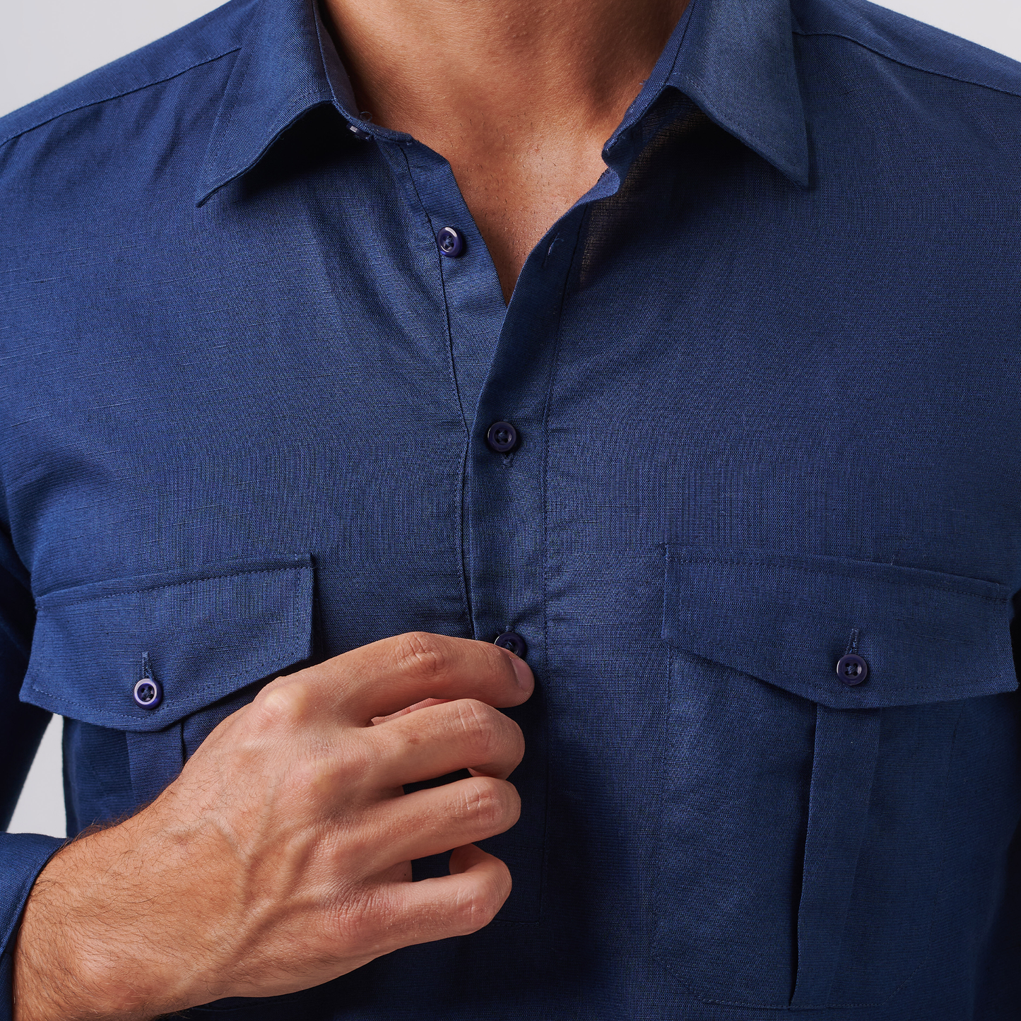 Navy Utility Linen Shirt