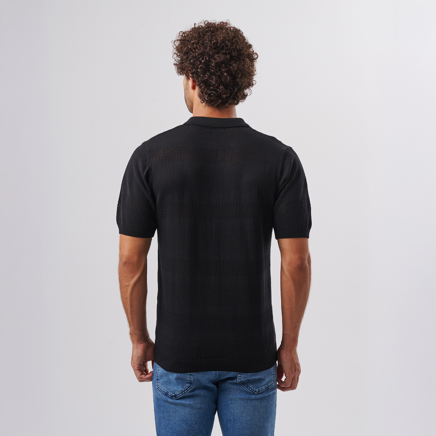 Black Knit Polo Zip