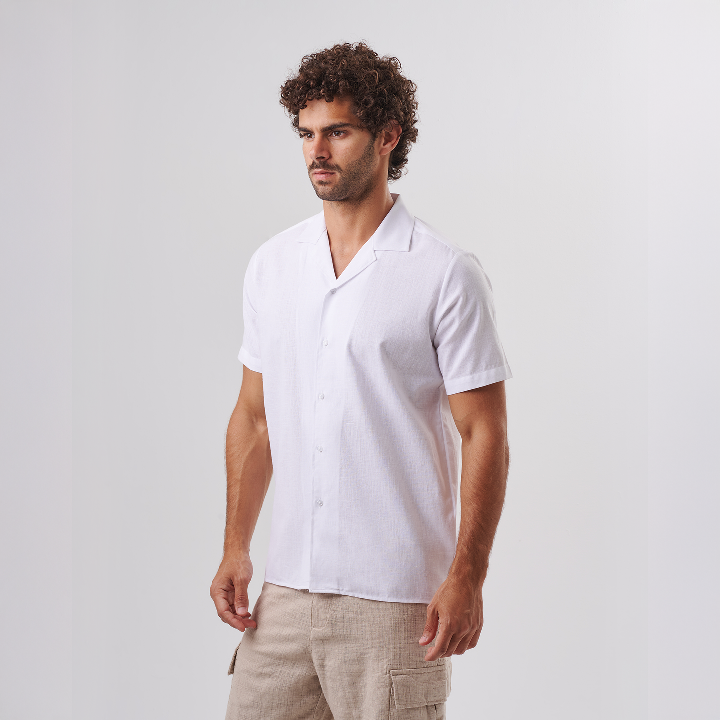 White Cuban Collar Shirt – Short Sleeve
