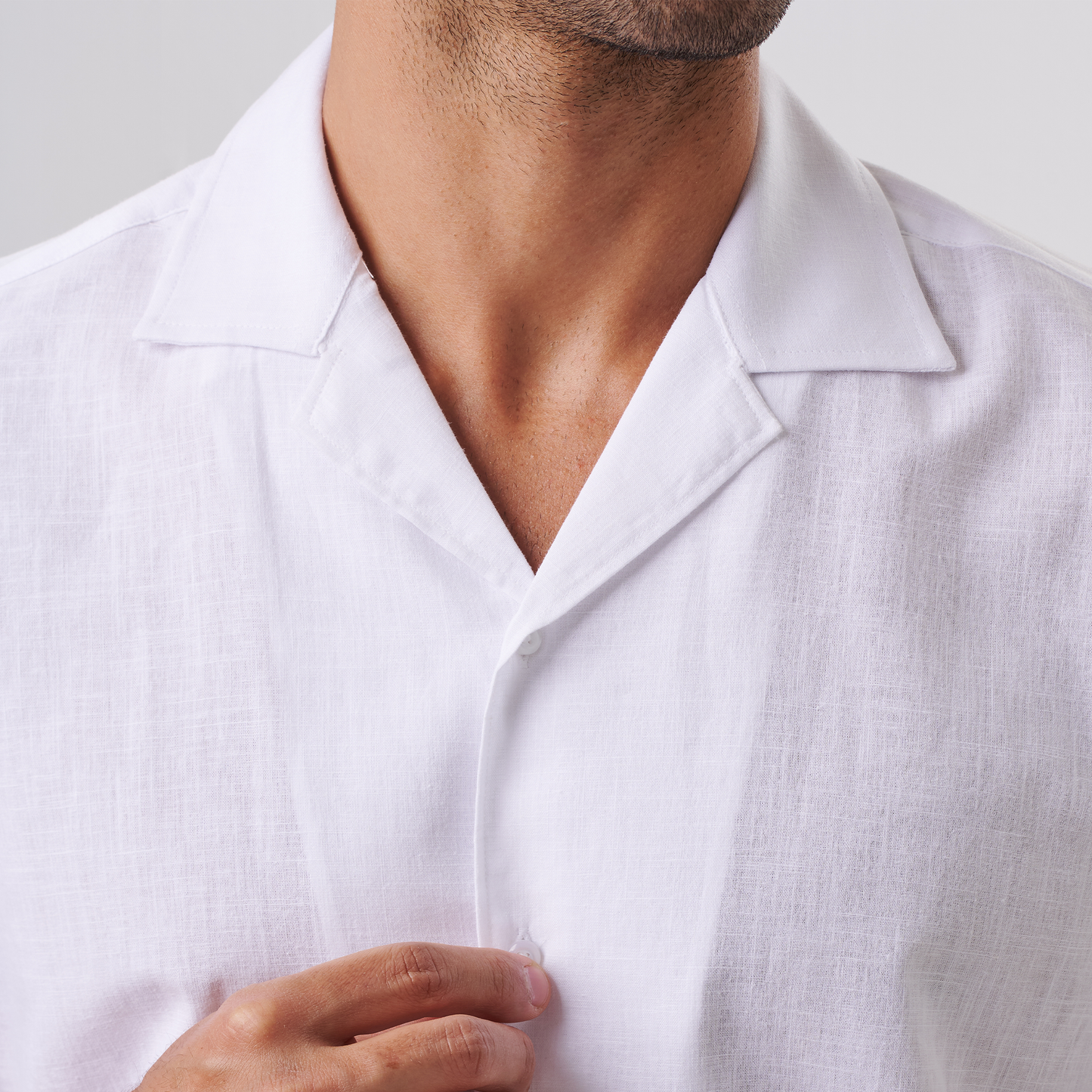 White Cuban Collar Shirt – Short Sleeve