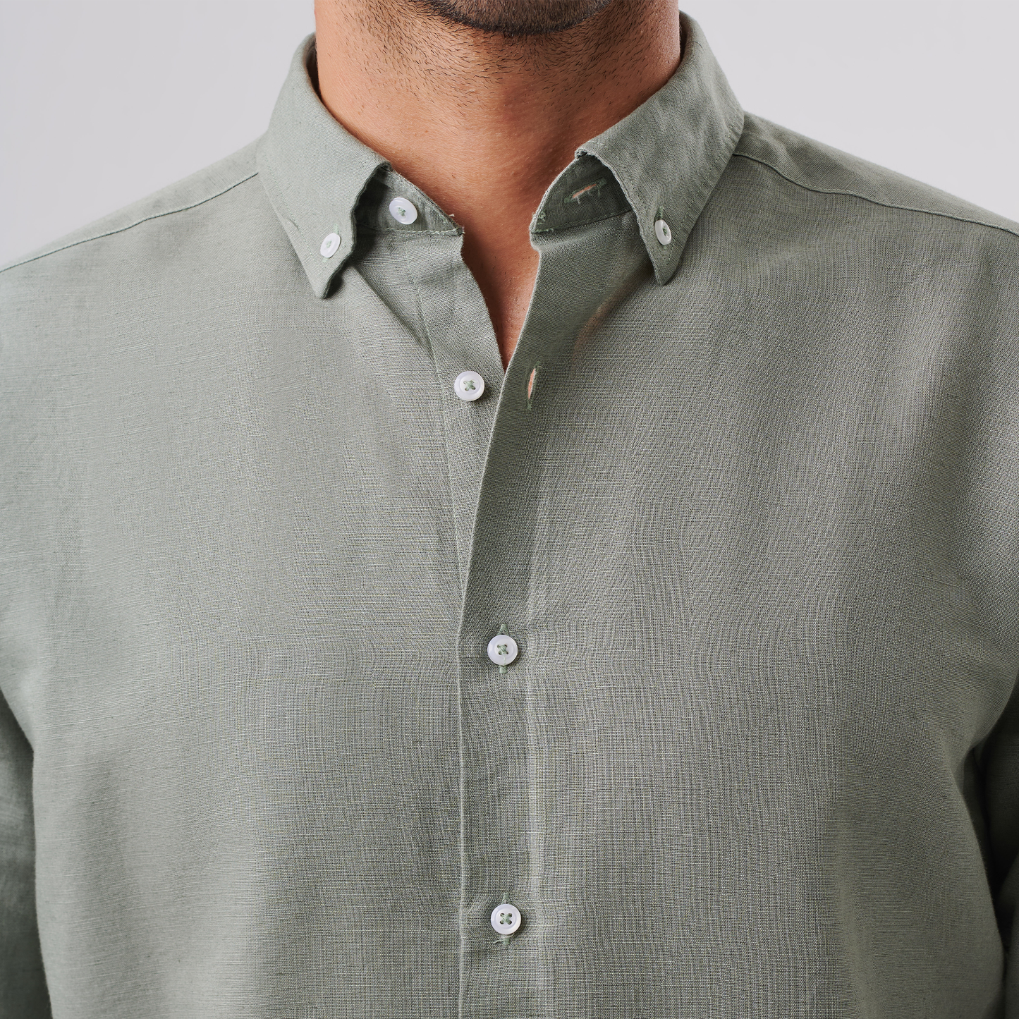 Sage Green Button-Down Linen Shirt